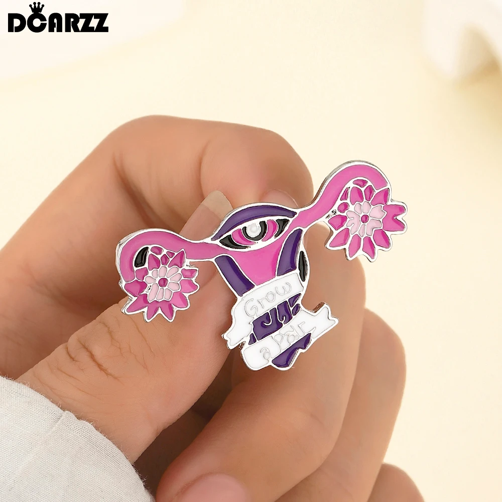 DCARZZ Purple Enamel Flower Uterus Pin Medical Gynecology Brooch Jewelry for Women Men Inspirational Gifts Accessories