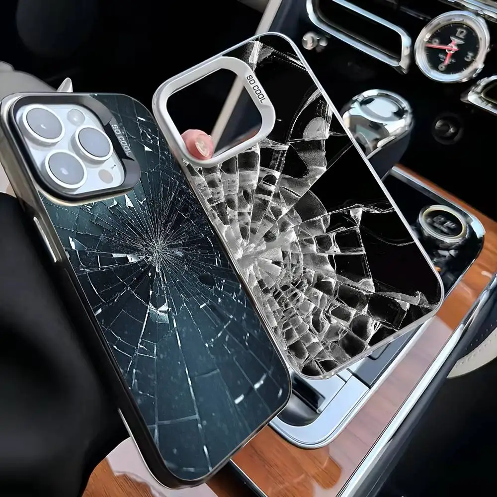 

Glass shards Phone Case For iPhone17,16,15,14,13,12,11 Plus,Pro Max White Matte Shockproof Cover