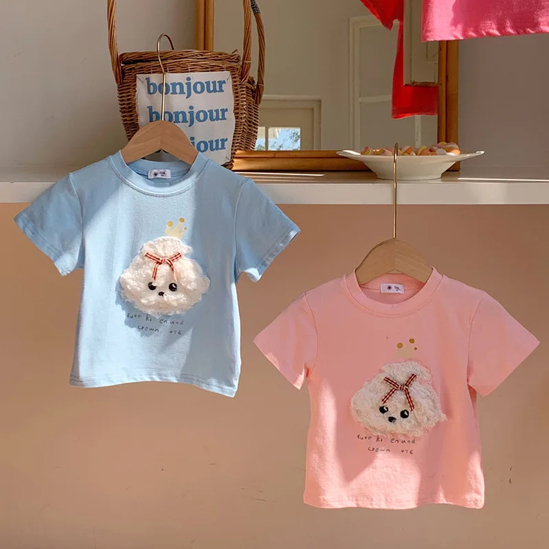 2-10T Toddler Kid Tshirt Baby Boy Girl Summer Clothes Short Sleeve Infant Tshirt Cute Sweet Dog Print Tee Top Outfit