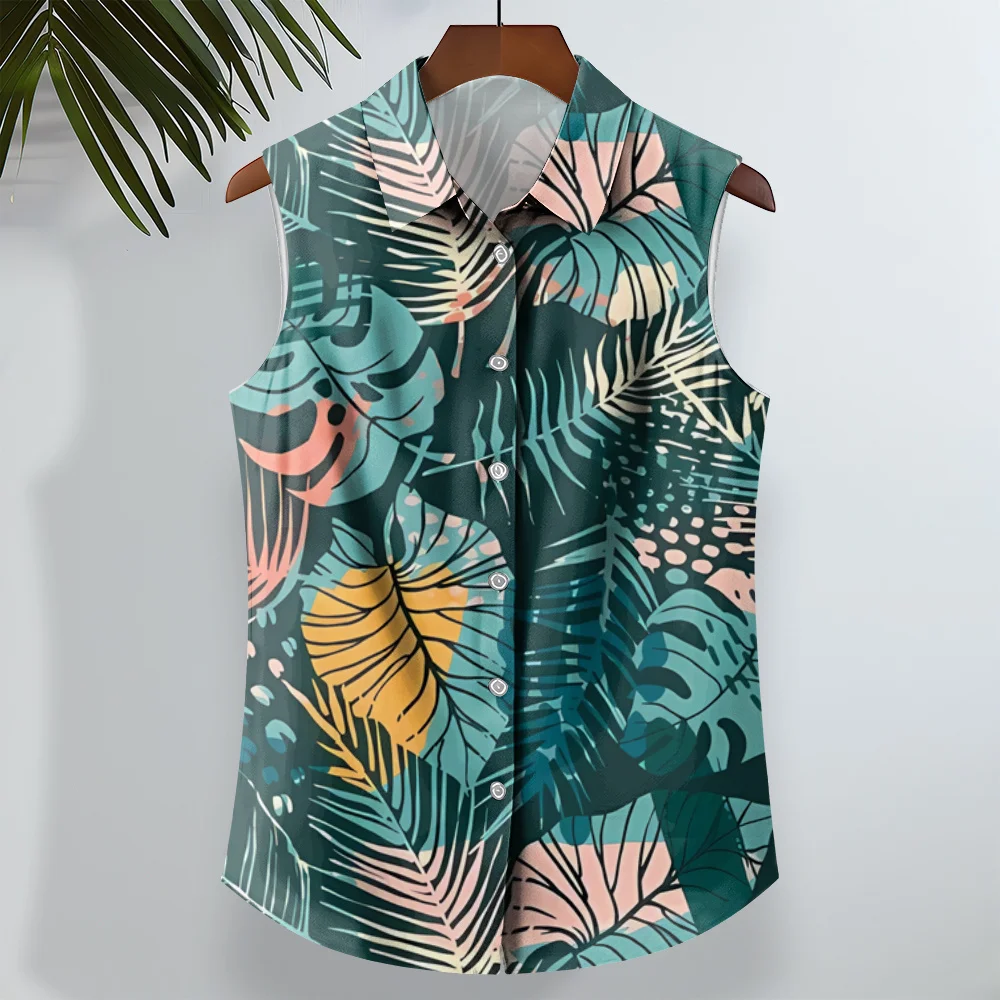 Beach Flower Printed Men's Shirts Summer Casual Sleeveless Shirt Lapel Fashion Unisex Clothing Oversized Hawaiian Shirts For Men