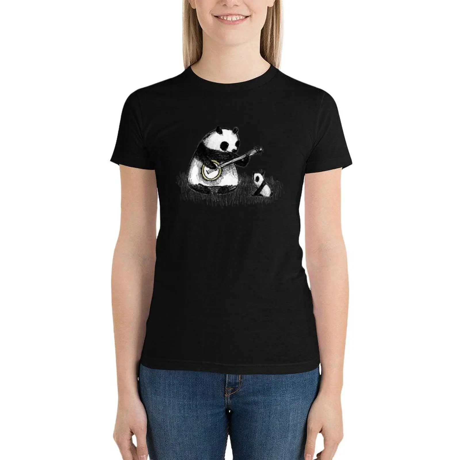 Banjo Panda T-Shirt plus size tops summer clothes graphics Female clothing cat shirts for Women