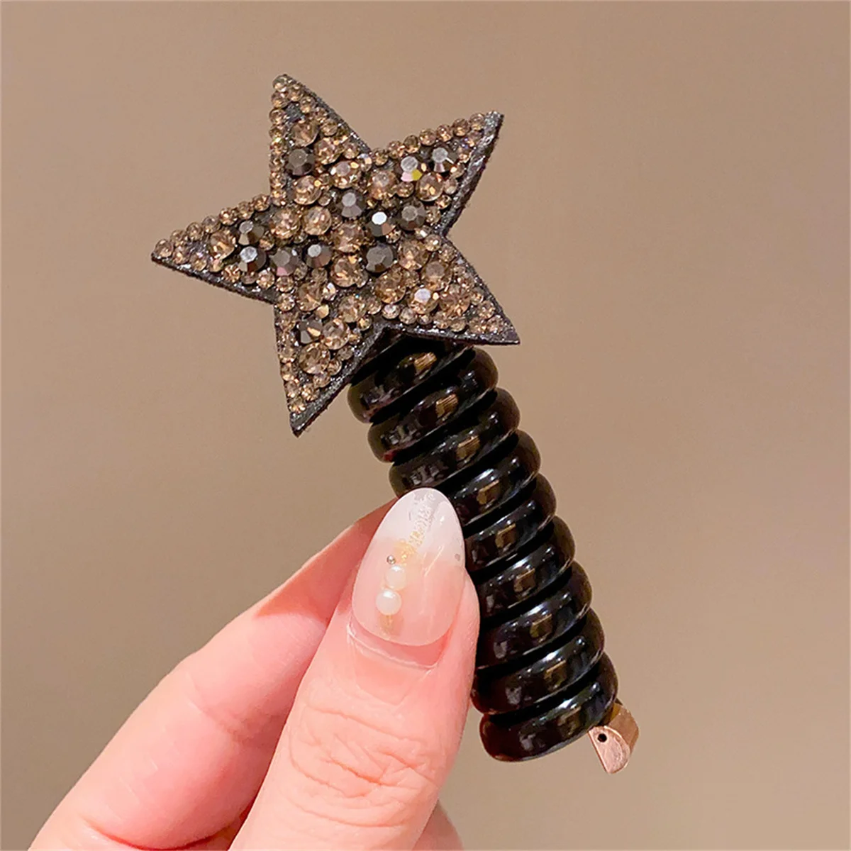 1Pcs Rhinestone Star Hair Tie Ponytail High Elastic Durable Scrunchies Hair Bands for Girl Korean Hair Ropes Bands image 4