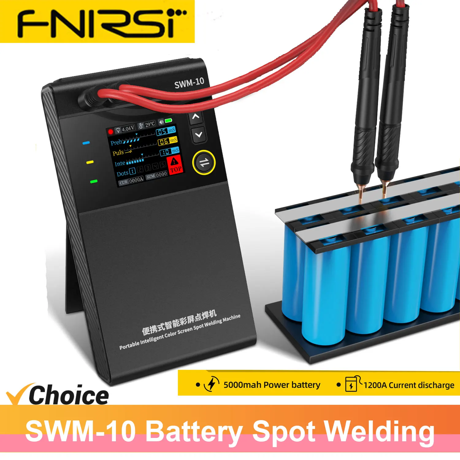 

FNIRSI SWM-10 Welding Machine Portable Battery Spot Welding Adjustable MAX 0.25mm 5000mah 18650 Battery Nickel Sheet Iron Sheet