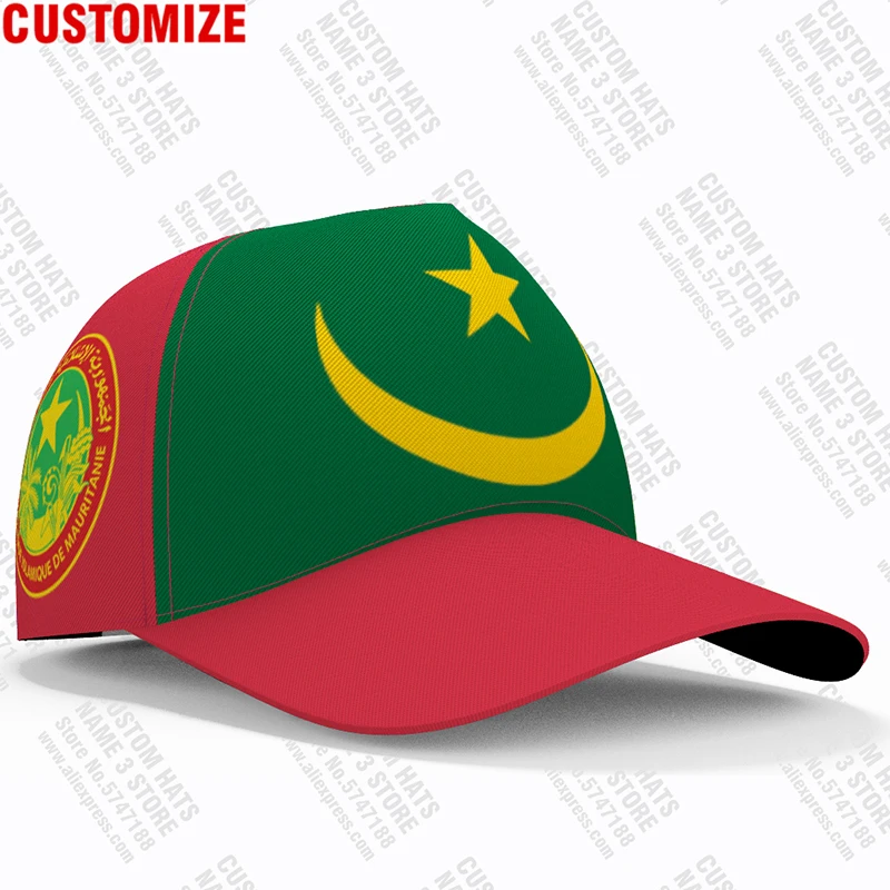 Mauritania Baseball Cap Custom Made Name Logo Hats Mrt Country Fishing Travel Islamic Arabic Nation Arab Flags Photo Headgear