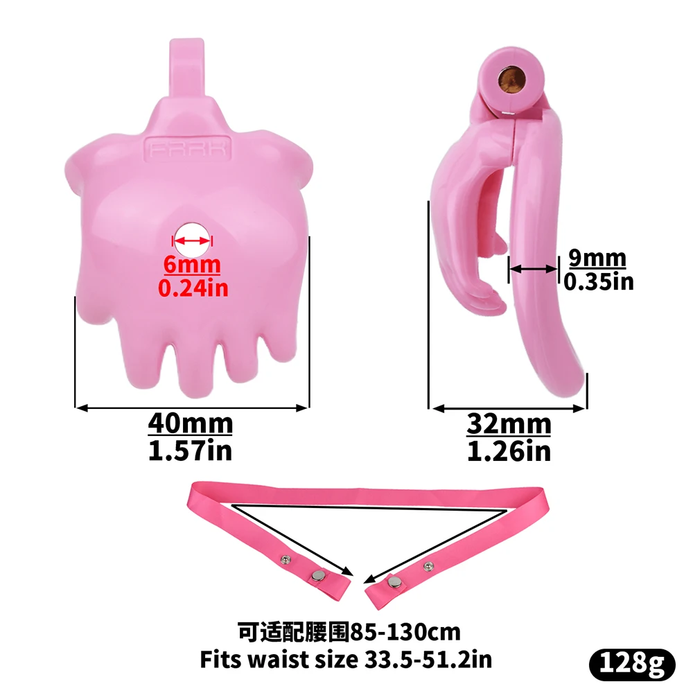 FRKO Pink/Black/White Male Resin Chastity Cage Set Elastic Belt 4 Penis Rings Lockcock Bondage Virginity For Sissy Men 정조대 18+