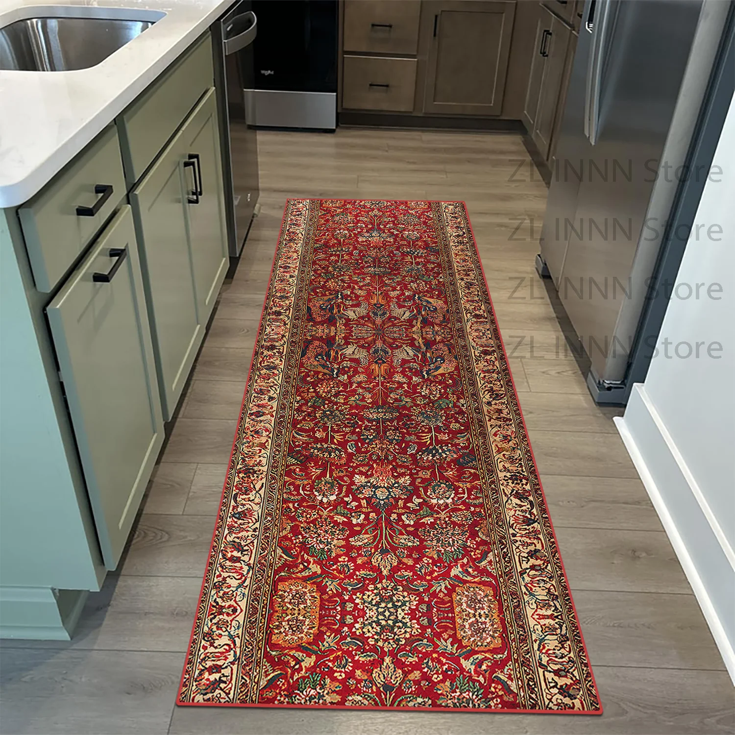 Retro American Style Kitchen Long Rug Persian Decoration Home Living Room Runner Porch Carpet Stair Corridor Non-slip Foot Mat
