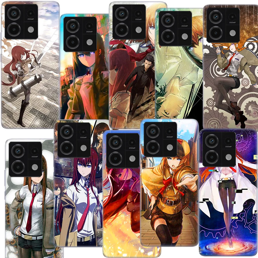 Anime Steins Gate Clear Phone Case For Redmi Note 11 11S 11T 11E 10 Pro 10S 5G 9 9S 9T 8 8T 7 7A 6 6A S2 Coque Capa Hard PC Cell