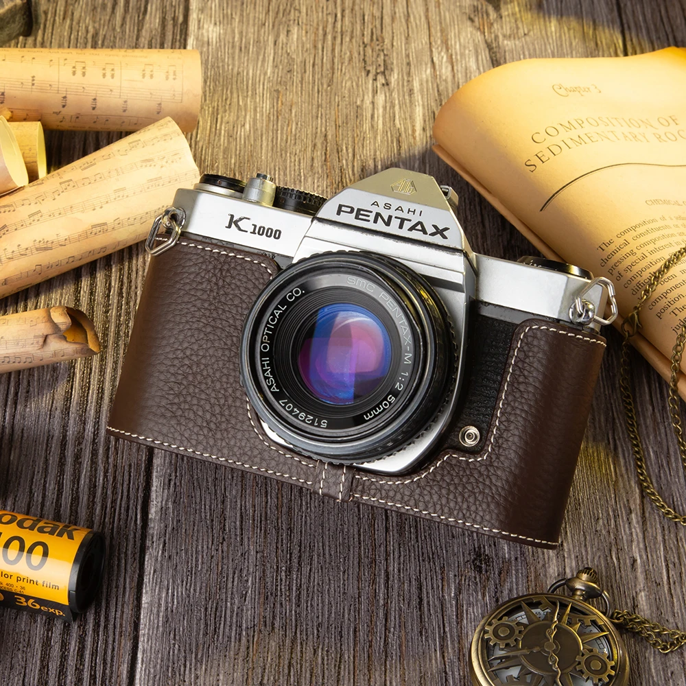 

For Pentax K1000 Case Genuine Leather Camera Half Case Protective Case K1000 Bag Leather Camera Bag Photography Accessories