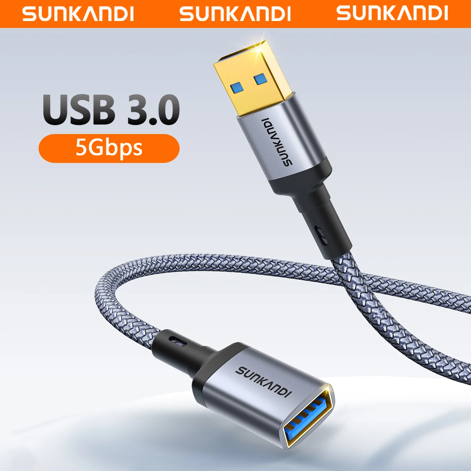 SUNKANDI USB 3.0 Verlängerungskabel USB 3.0 Stecker A auf Buchse A 5 Gbit/s für Gamepad USB-Stick USB-Hub Externe Festplatte