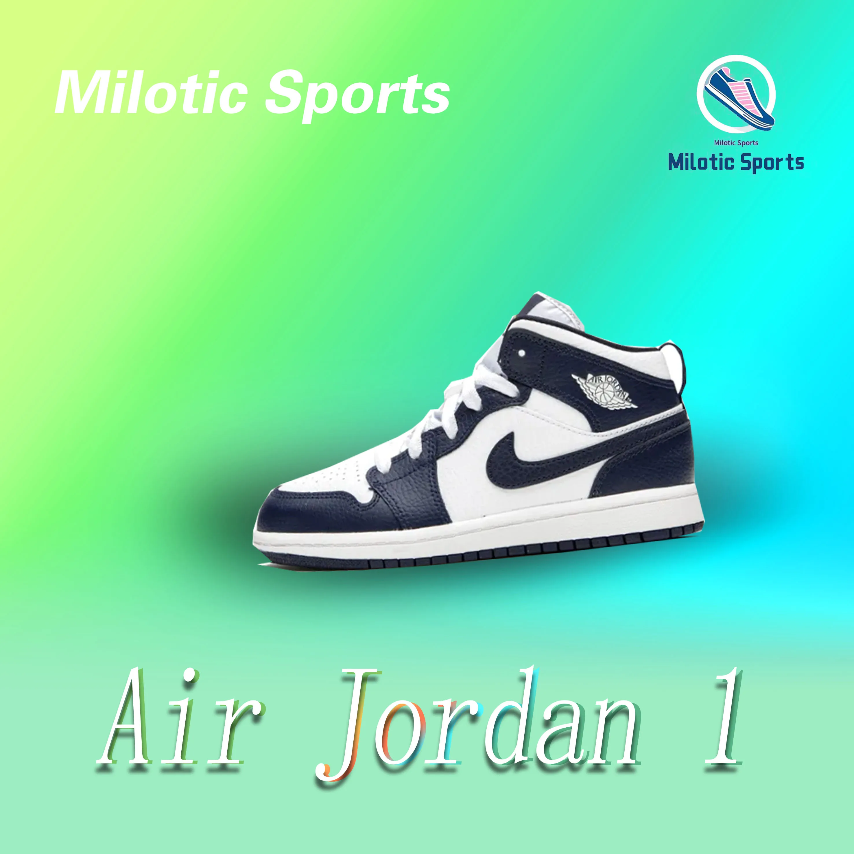 Nike Air Jordan 1 Comfortable wear-resistant shock-absorbing mid-top boardshores for middle and small children black and white