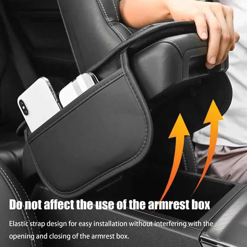 Car Center Console Cover Car Armrest Pad With Phone Holder Storage Bag Car Armrest Box Cushion Car Armrest Box Heightening Pad