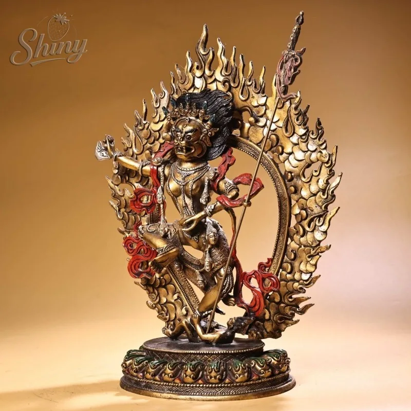 Antique Simhavaktra Dakini Copper Buddha Figure Buddhism Exquisite Buddha Statue Buddhist Worship Family Protection Home Decor