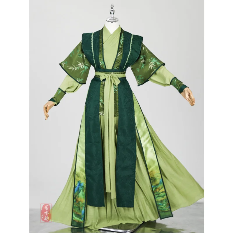 

If the water boat is dark green cosplay costume, ancient costume, ancient style, martial arts costume, men's performance