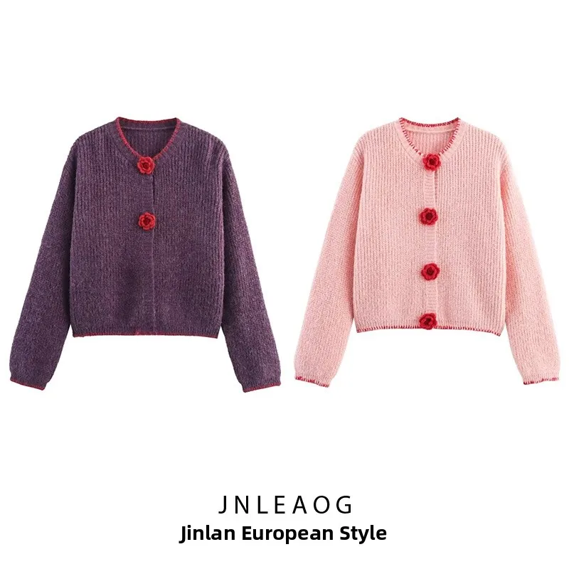 

Faionable Versatile JNLEAOG Knitted Open Cardigan Soft Polyester Fiber Long Sve Regular Length Ladies' Autumn New Sle