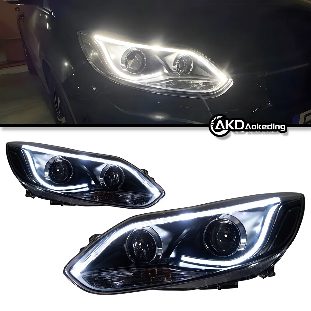 

Автозапчасти для фар Ford Focus 2012-2014, последний Стайлинг, светодиодные дневные огни, двойной проектор, автомобильные аксессуары, модифицированные