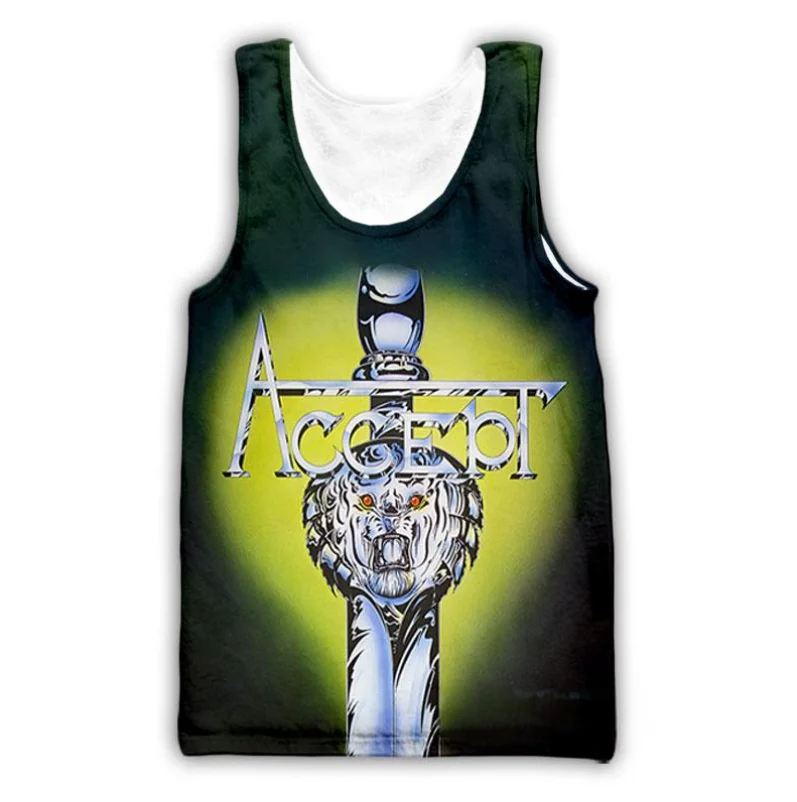 Accept Band Tank Tops 3d Print Sleeveless Tank Top Summer Casual O-Neck Men Undershirt Clothing Harajuku Campaign Vest