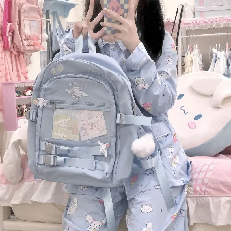 MBTI Sweet Cinnamoroll Womens Backpack Cute Original Blue Youth School Backpacks Japanese Style Fashion Female Aesthetic Bags