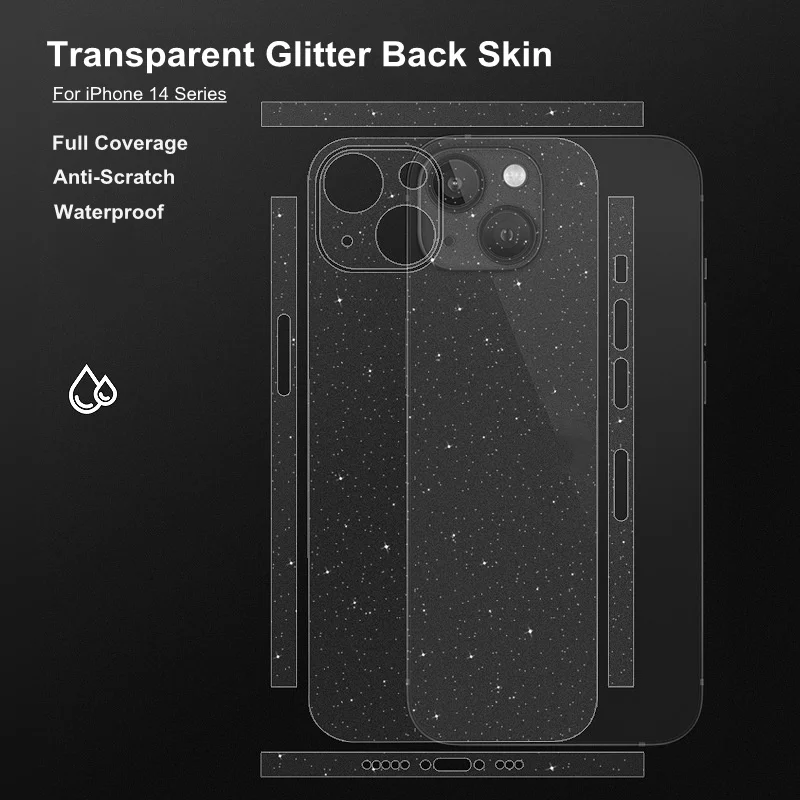

Glitter Anti-Scratch Sticker Skin Wraped For iPhone 16 Pro Max Matte Back 15 Plus Film Full Cover