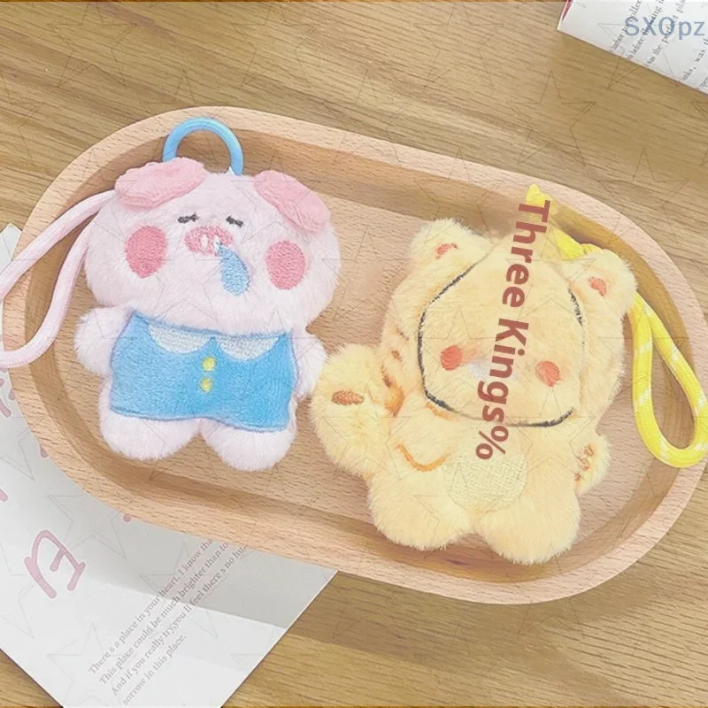 Lindo llavero de animales del zodiaco de peluche de dibujos animados, colgante, bolsa de almacenamiento para auriculares, monedero, mochila, Mini decoración de muñecos pequeños