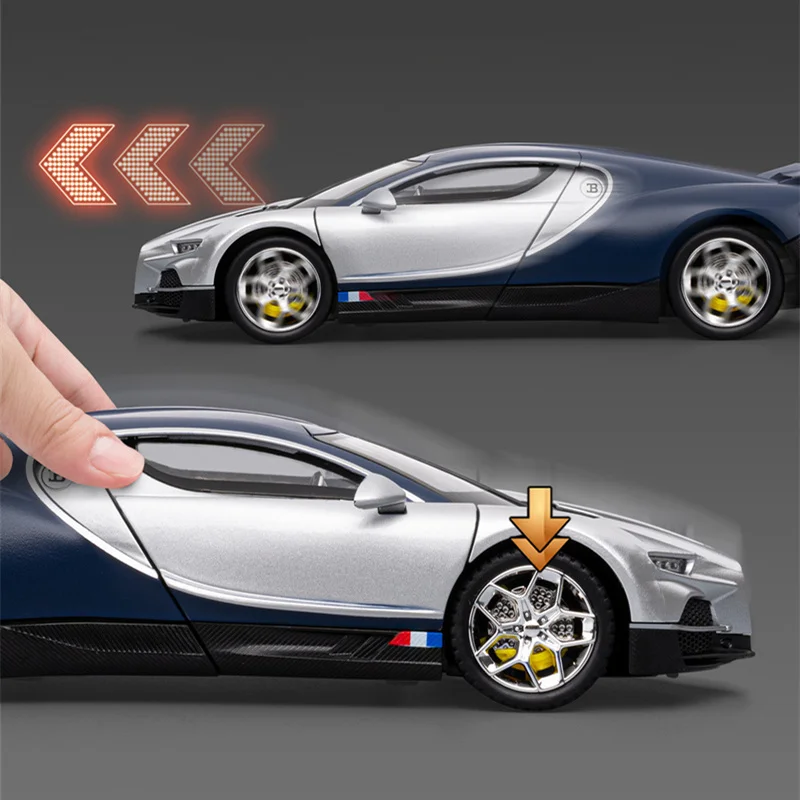 1:24 Tourbillon Chiron Legierung Sportwagen Modell Druckguss Metall Super Racing Fahrzeuge Auto Modell Sound und Licht Simulation Kinder Geschenk