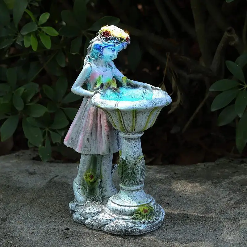 

Flower Fairy Garden Statue Solar Light Outdoor Courtyard Decoration Garden Micro Landscape Angel Character Resin Sculpture