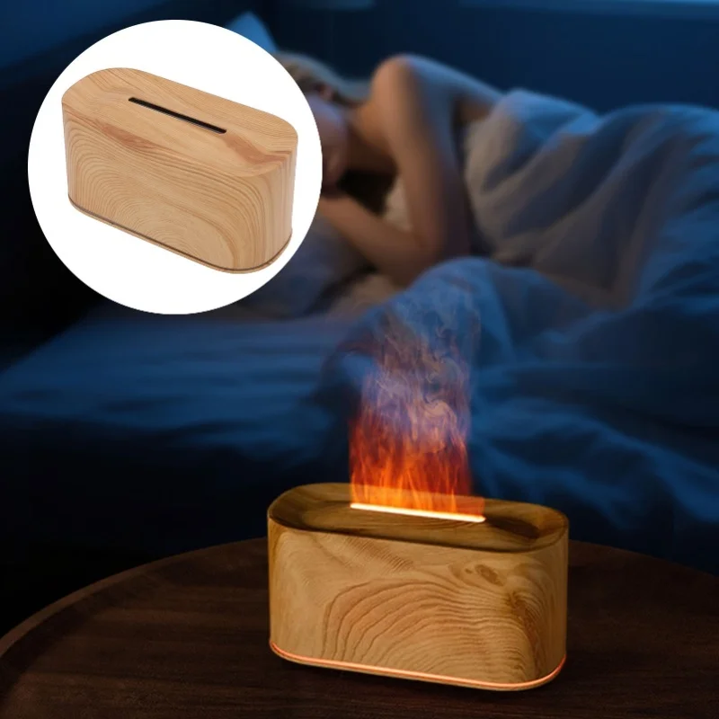 Flame Essential Oil Diffuser 220ml USB Quiet Aromatherapy Diffuser Desktop Air Humidifier With 7 Colors Light For Home Bedroom