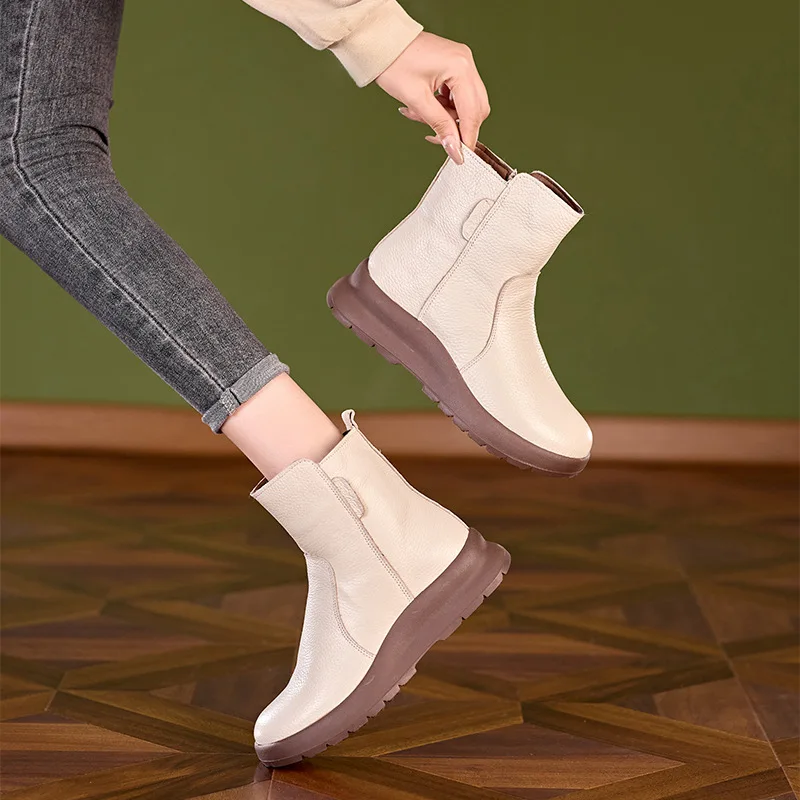 

Short boots women's 2025 autumn and winter genuine leather boots thick soled wool women's boots thick women's rest shoes