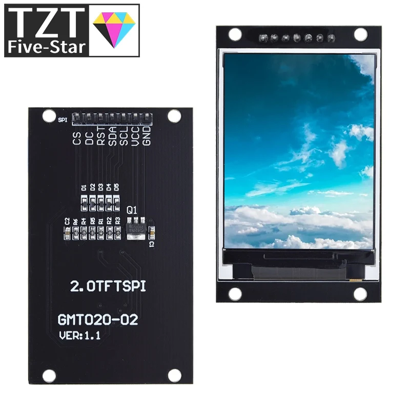 2.0 inch TFT Display OLED LCD Drive IC ST7789V 240RGBx320 Dot-Matrix SPI Interface for Arduio Full Color LCD Display Module