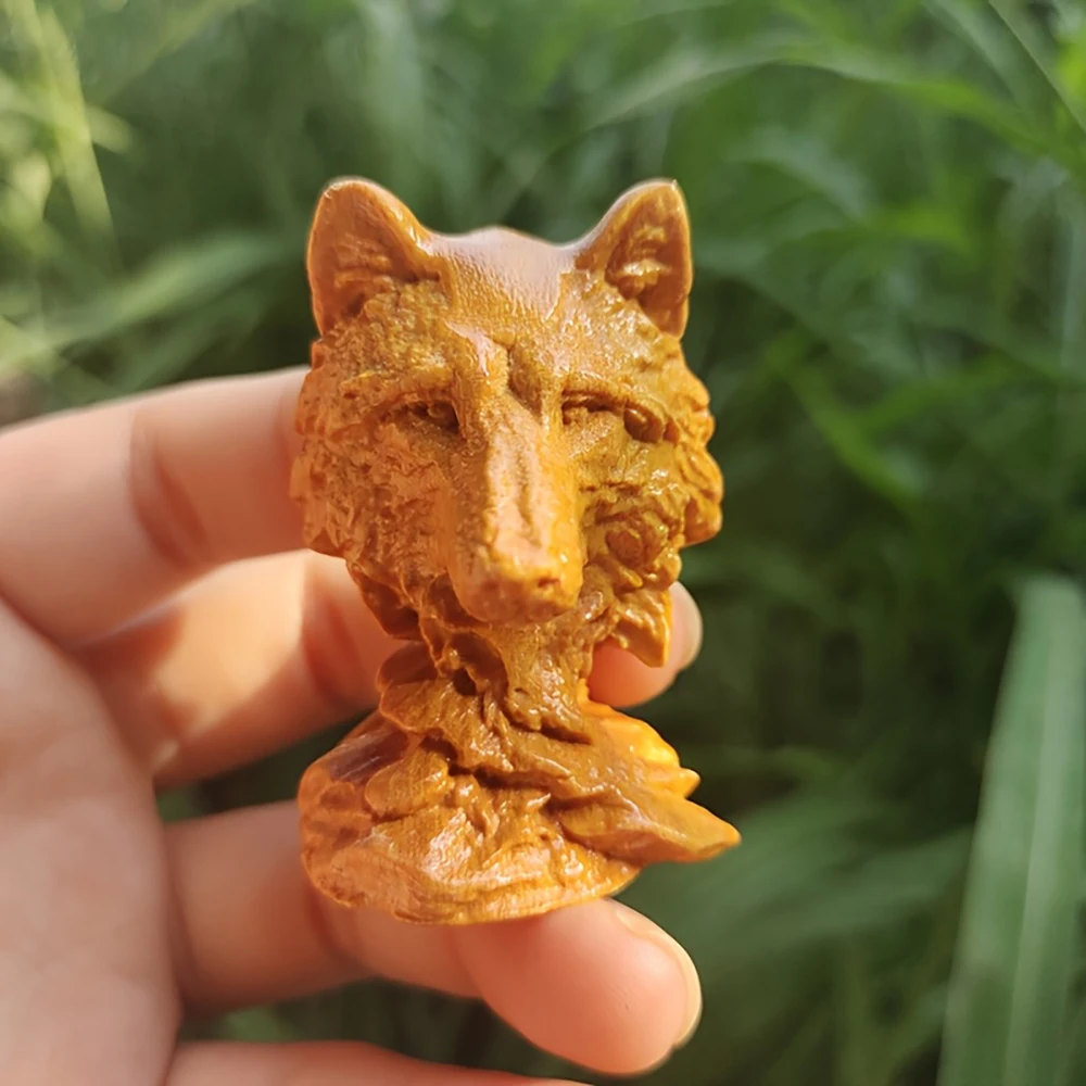 Cabeza de Lobo Tallada en Madera Maciza con Detalles de Pelo y Rostro, Decoración Tridimensional de Cabeza y Cuello de Lobo, Regalo Artístico Salvaje para el Hogar y la Oficina