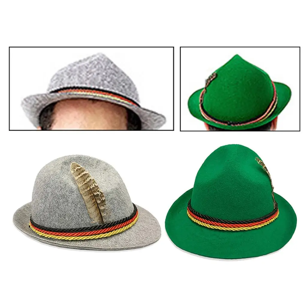 Holiday Oktoberfest Wool Bavarian German Fedora Hat Beer Costume Cosplay Hat for Men Women Wool Felt Derby Bowler Hats