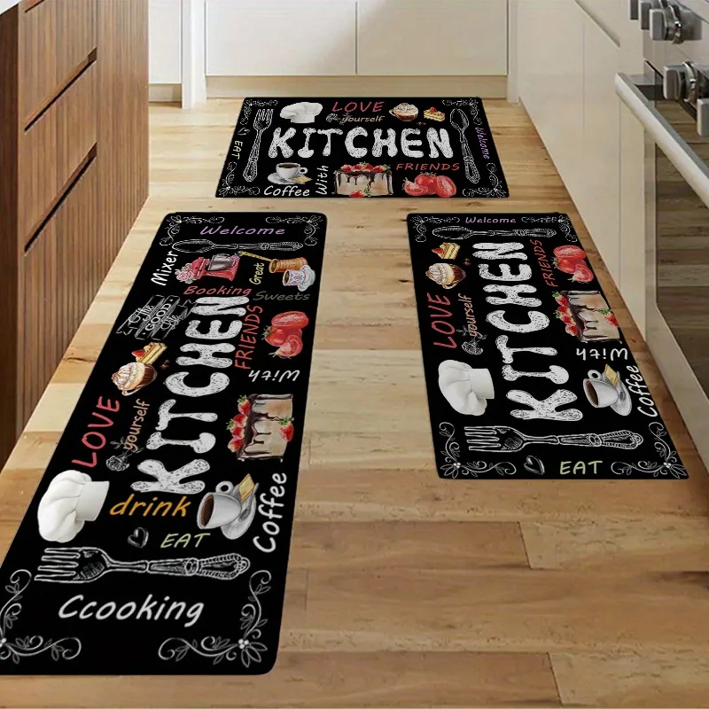 Kitchen Chalkboard Carpet Home Quote Pattern Mat Stylish Area Rug for Kitchen Dining Room Home Decoration Living Room Decoration