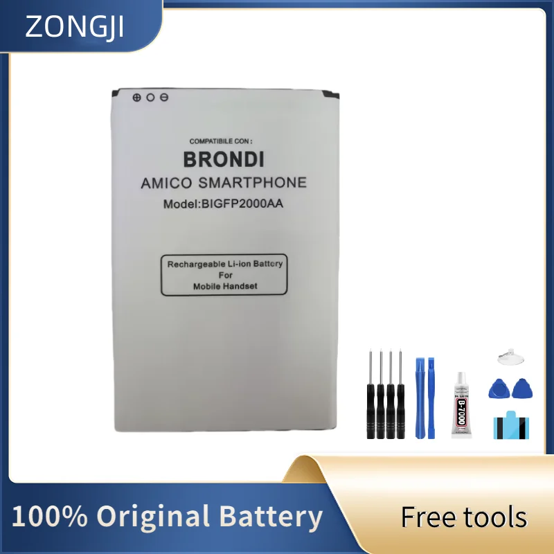 

ZONGJI New Compatible Battery For BIGFP2000AA AMICO SMARTPHONE BRONDI S.p.A S602 2800mAh Batteries + Free Tools