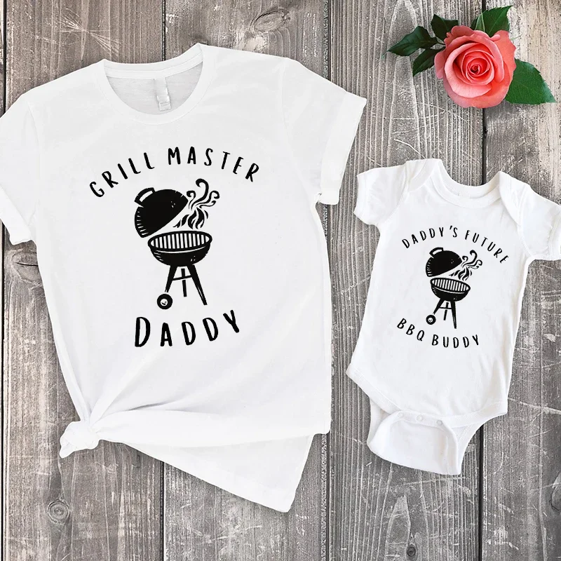 Father's Day BBQ Daddy Shirt Daddy and Baby BBQ Family Look Father's Day Dad Birthday Tee Gift for Dad L