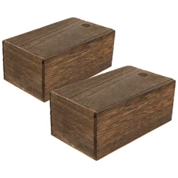 2pcs Small Wooden Storage Box Container Empty Gift Box Wood Box with Sliding Lid