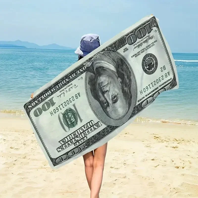 1 pc toalha de praia de microfibra super absorvente com 100 dólar bill printc)-leve e secagem rápida para natação, acampamento e