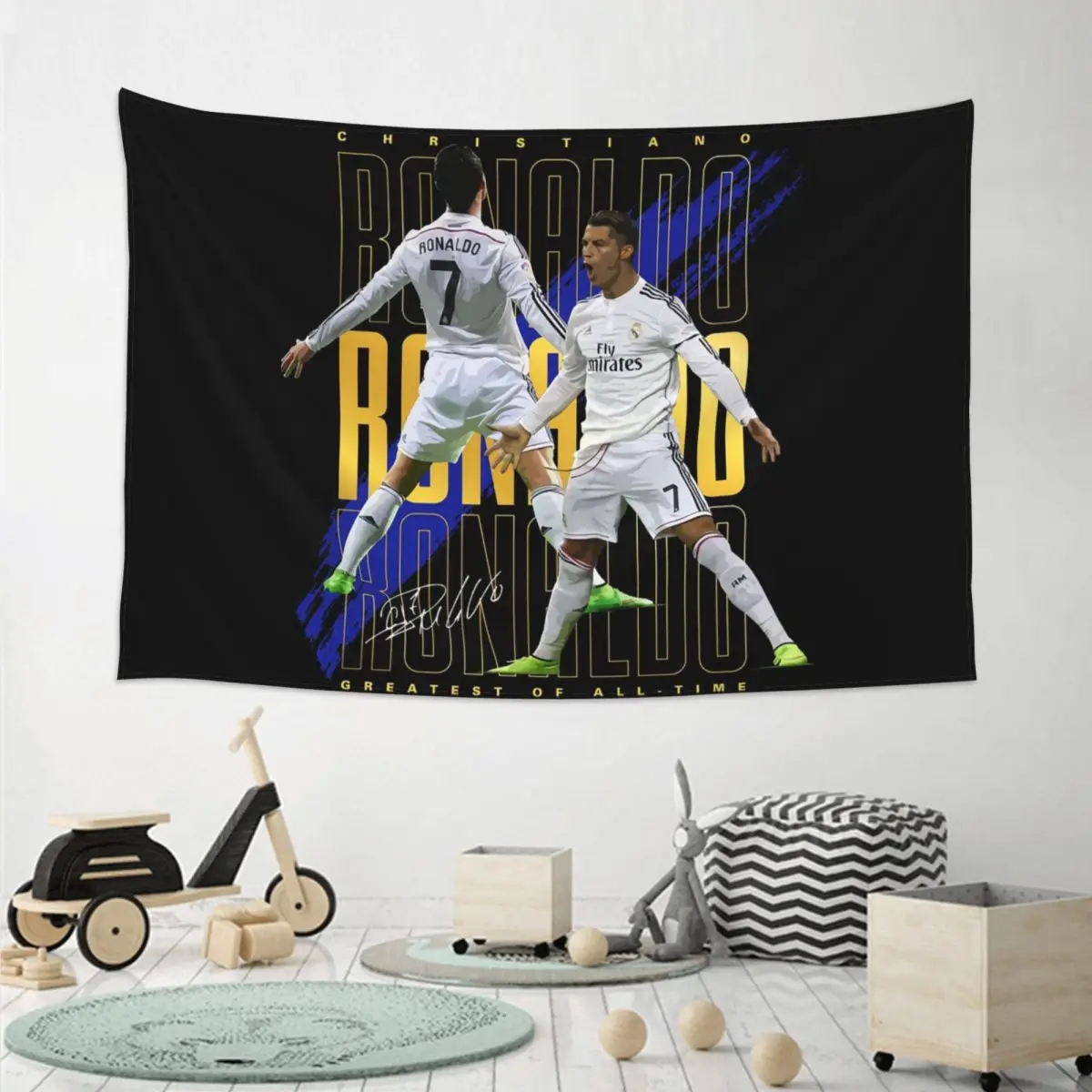 Cristiano Ronaldo Suuiii! Tapestry Funny Wall Hanging Aesthetic Home Decor Tapestries for Living Room Bedroom Dorm Room