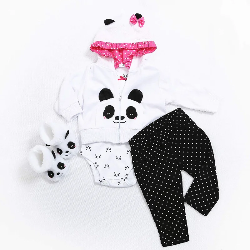 Medylove Reborn Baby Doll Clothes For 20-23 Inch Reborn Doll Girl Panda Outfit Accessories 4pcs Reborn Baby Matching Clothes