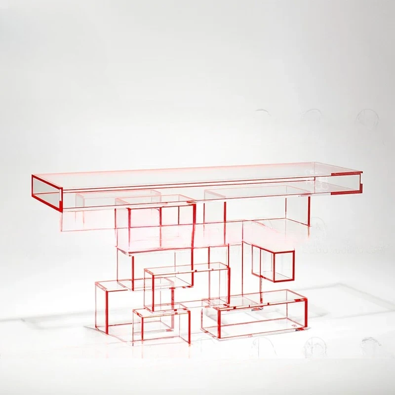 end view table Red Internet celebrity entry cabinet Simple modern light luxury living room wall table corridor