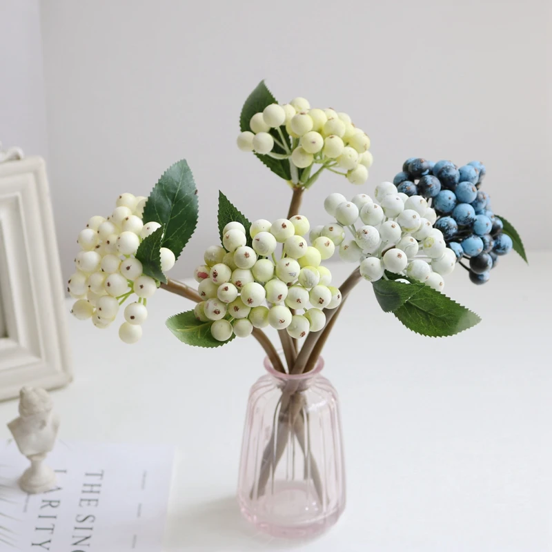 Berry Artificial Flowers Bouqute Plastic Fake Flowers For Home Decor Christmas Garden Wedding Decoration Faux Plant Accessories