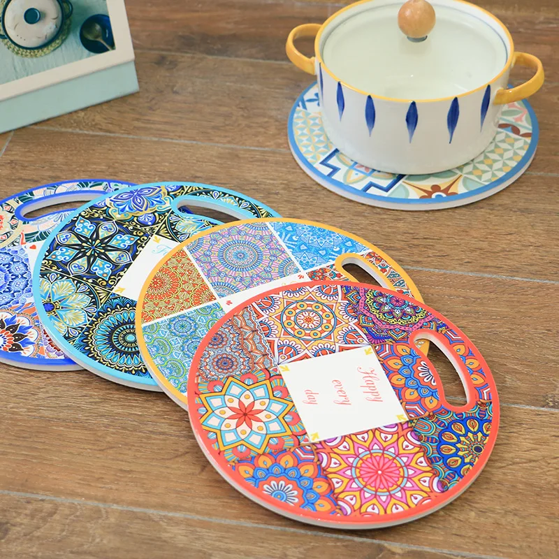 4pcs Ceramic Insulation Pot Mat 16cm/20cm Bohemian Style Circular Cork Base Placemat Nordic Modern Creative Decoration Accessory