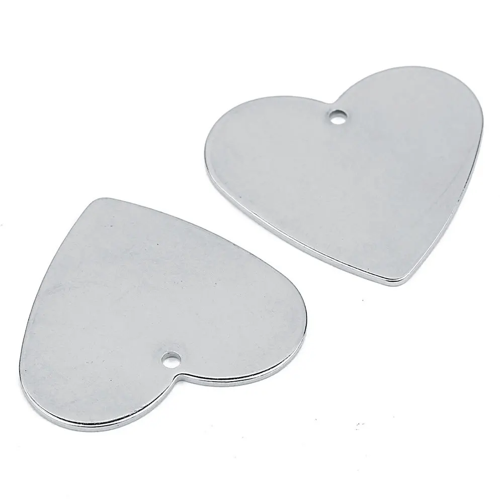 

10Pcs Stainless Steel Heart Shaped Blank Tags Lightweight Durable Anti-Corrosion DIY Pet Pendant Carving Id Tag Necklace