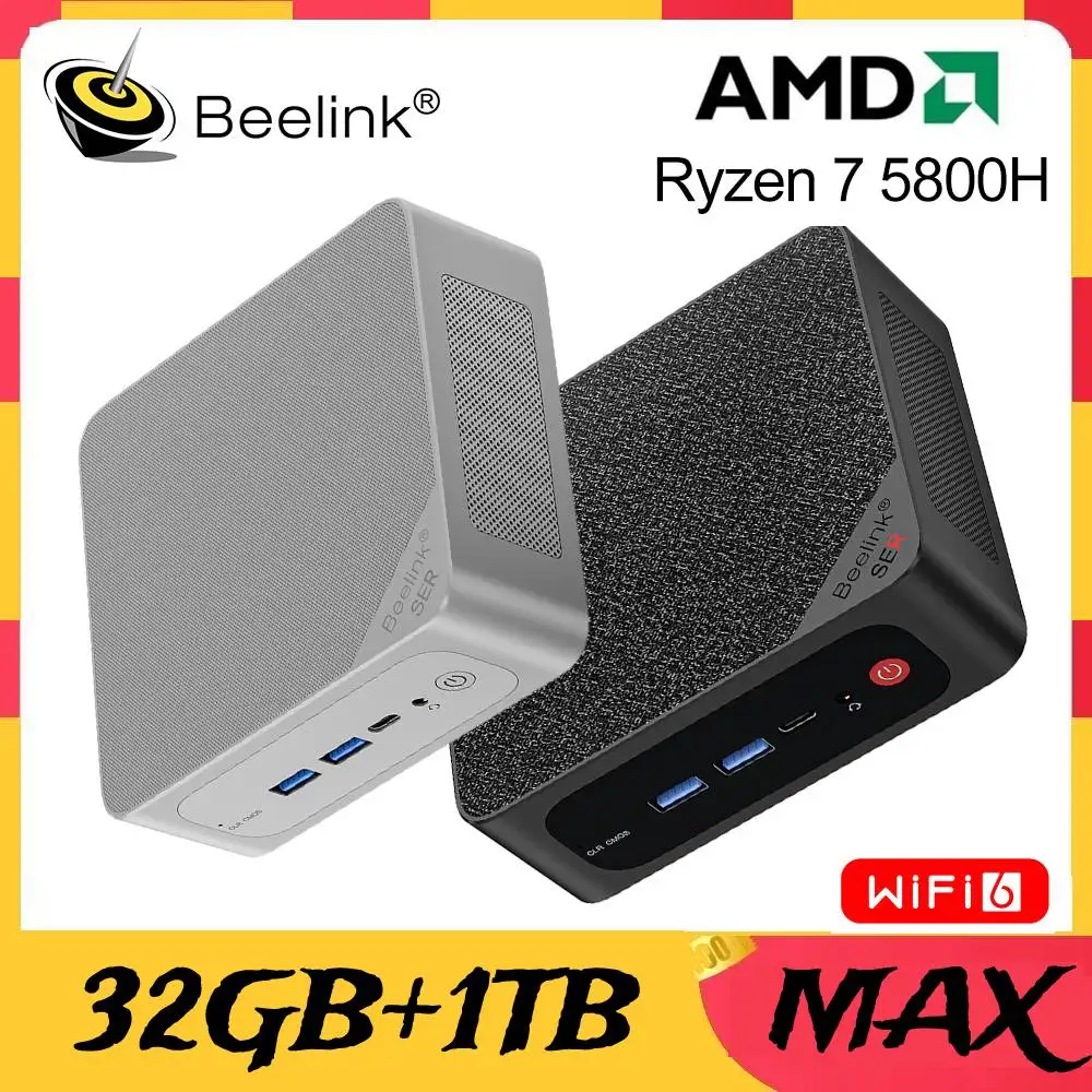 

Beelink Mini PC SER5 Pro Max AMD Ryzen 5 5560U 7 5700U 5800H SER Desktop Gaming Computer WiFi6 BT5.2 DDR4 16GB 500GB SSD 32GB 1T