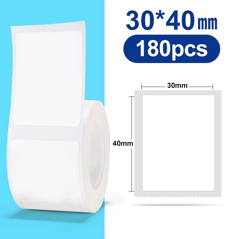 30–50 mm Niimbot B21 B1 B3S Drucker-Etikettenpapierrolle, weiße Aufkleber-Druckpapierrollen, reißfester, wasser- und ölbeständiger Klebstoff