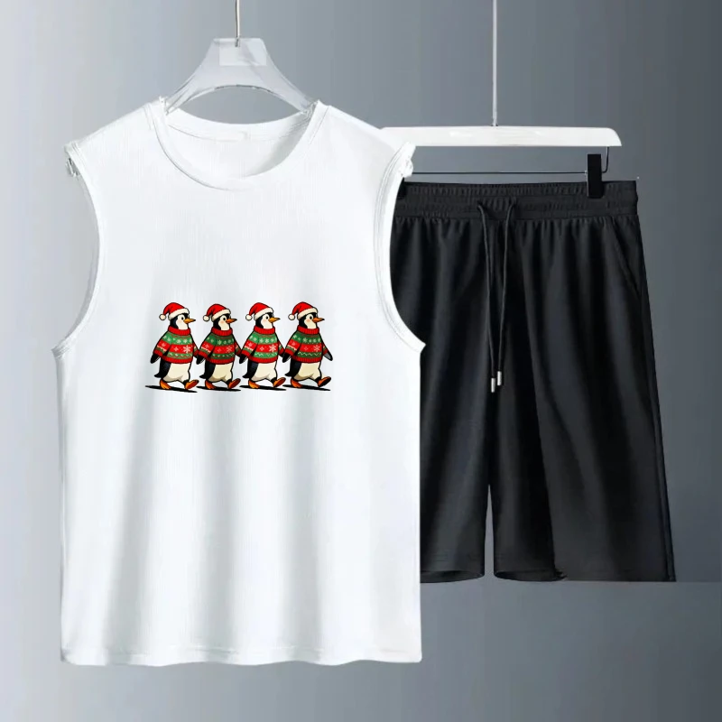 

Men's Tank top Sets Fashion Breathable men's clothing set Short Sleeve+ Shorts men's suits Summe sweatshirt set Polyester