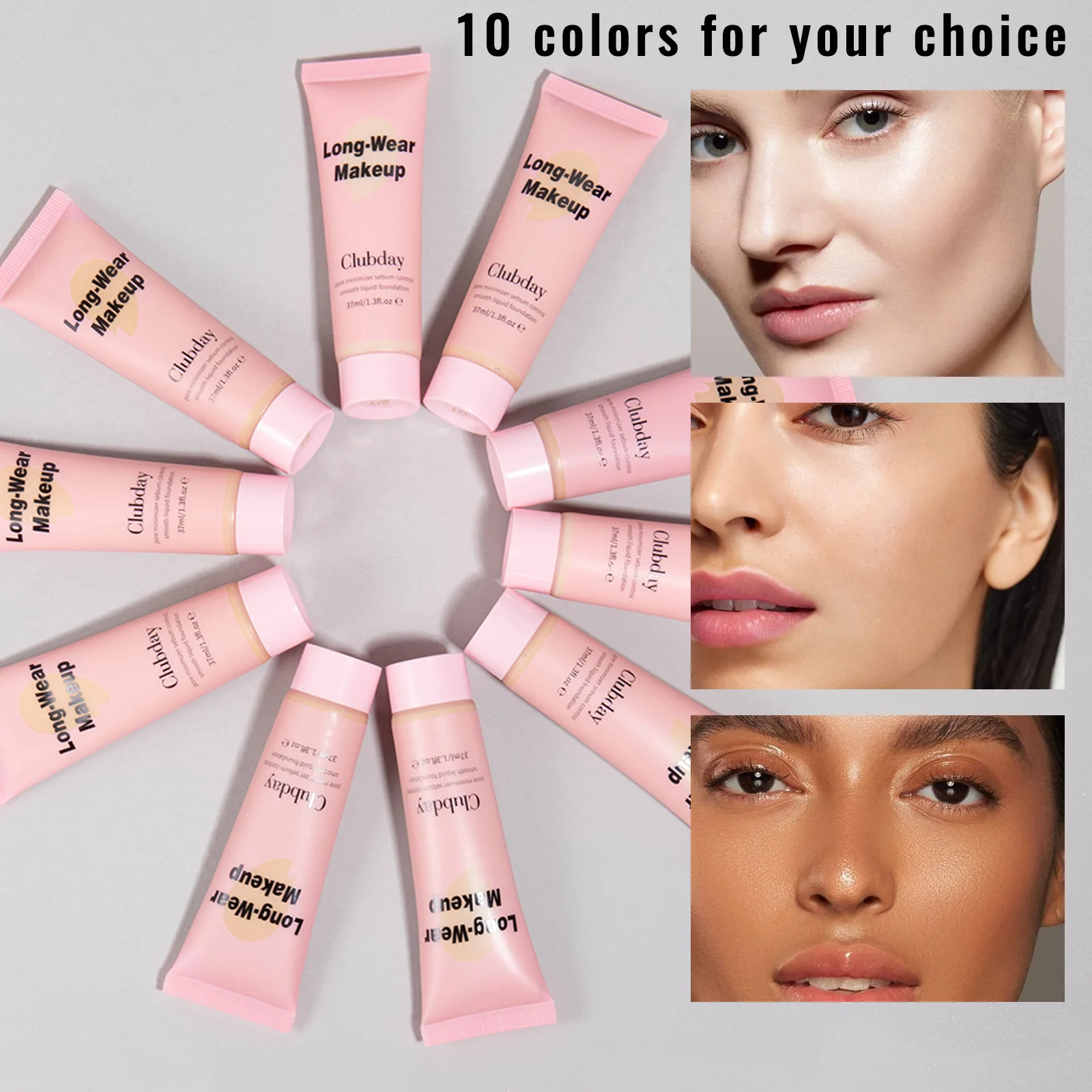 Liquid Foundation Concealer Long Lasting Waterproof Moisturizing Brighten Foundation Natural Matte BB Cream Face Base Makeup