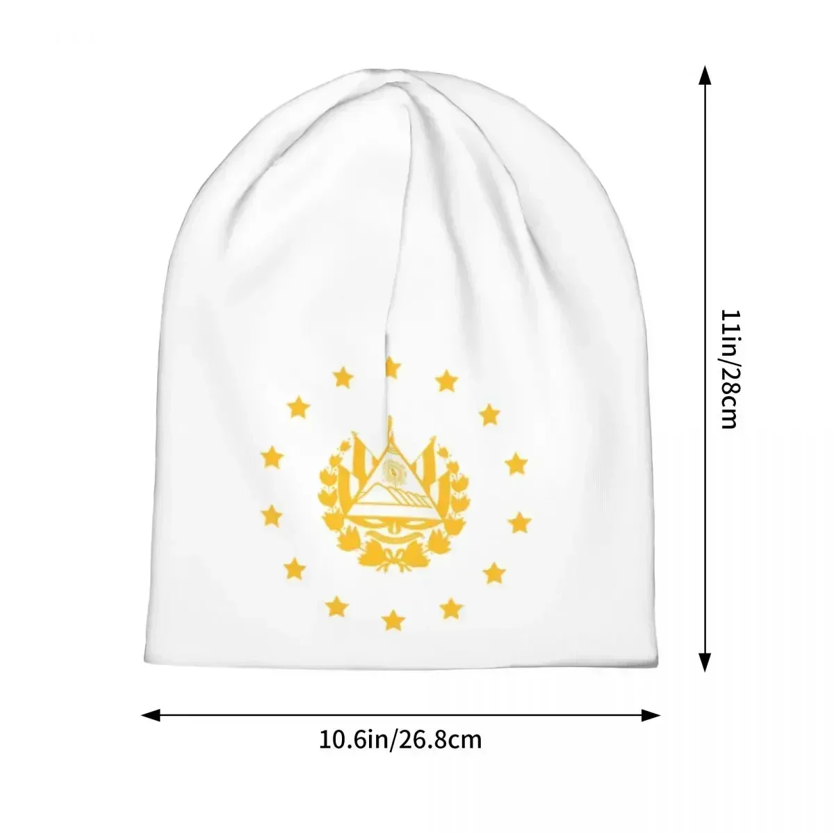 Escudo De El Salvador En Oro, Elegante Dorado Fondo Negro Warm Knitted Cap Bonnet Hat Autumn Winter Beanies Hats for Unisex