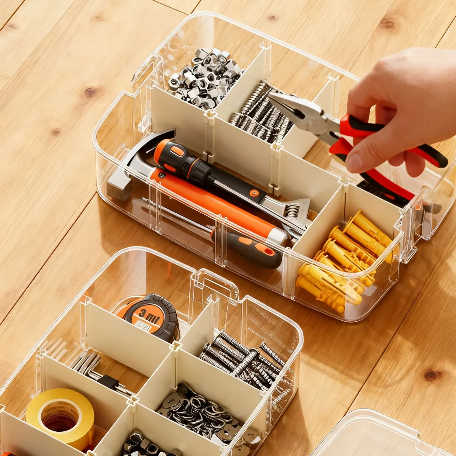 yesMulti-Compartment Tool Storage Box / Parts Organizer — Portable, Divided Case for Screws, Accessories, and Electronic Compone