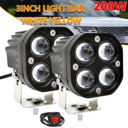 12D Motorcycle LED Work Light Dual Color Spotlight 200W Truck Fog lamp 30000LM Headlight For Volkswagen Motorbike Car Accessory