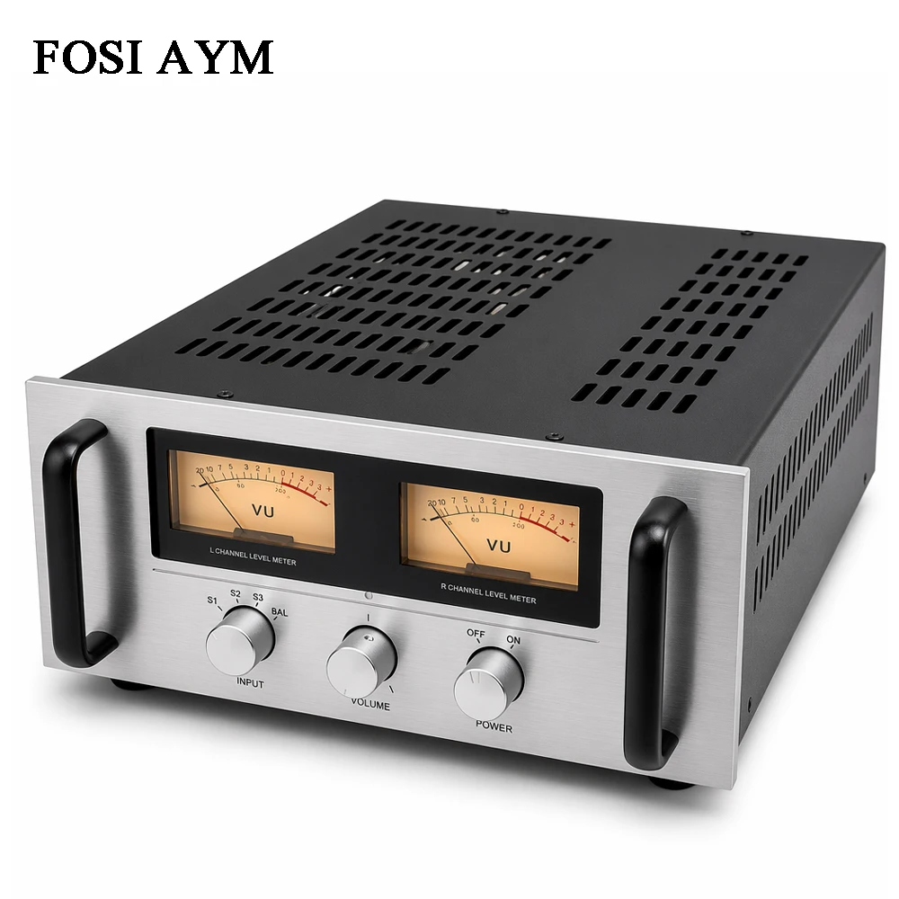 FOSI AYM 390x330x150mm AN M2 Aluminum Amplifier Chassis VU Meter Tube Pream Case Compatible AN P1 P2 KIT-4 Audio Enclosure