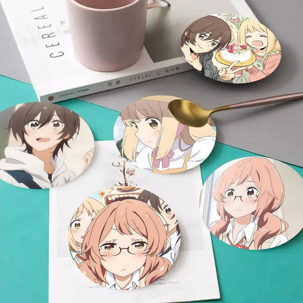 1pc Kase-san And Morning Glories Wooden Coaster Colour Printing Cup Mat Home Desk Decoration Gifts